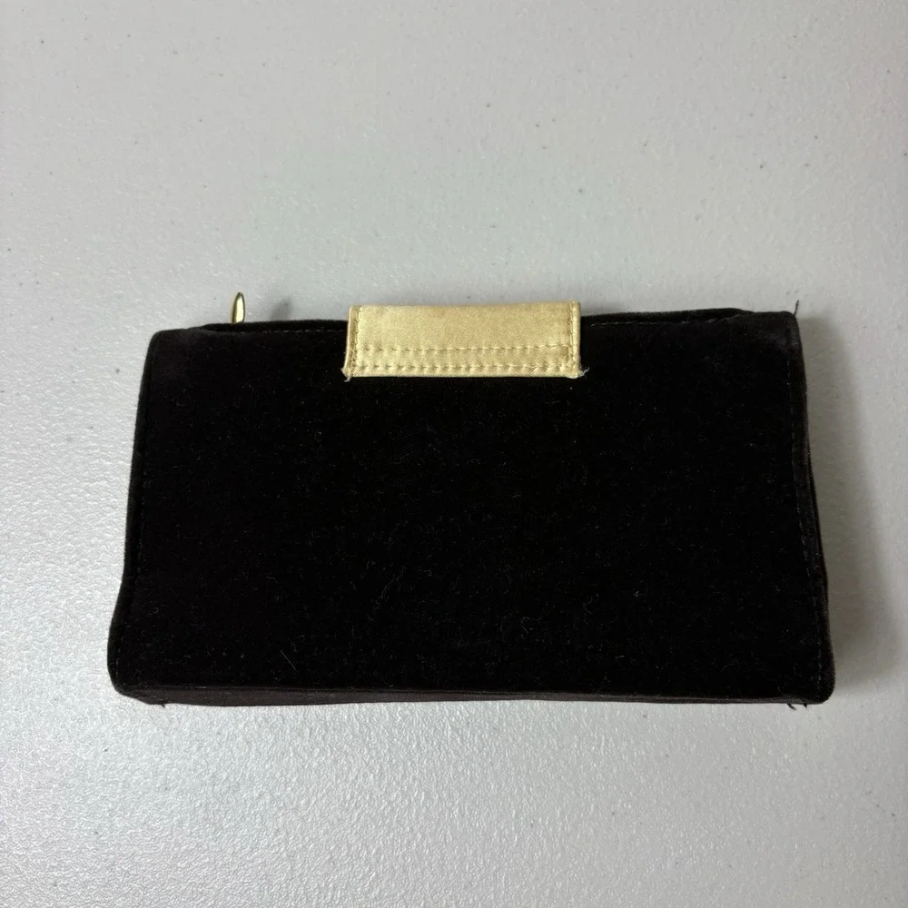 Yves Saint Laurent YSL Vintage Velvet Clutch Perfume Bag Brown With Mirror - Picture 2 of 9